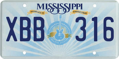 MS license plate XBB316