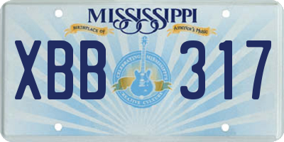 MS license plate XBB317