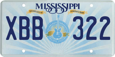 MS license plate XBB322