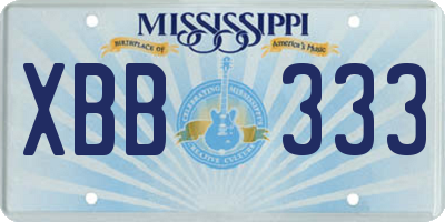 MS license plate XBB333