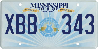 MS license plate XBB343