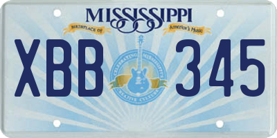 MS license plate XBB345