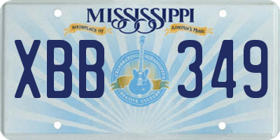 MS license plate XBB349
