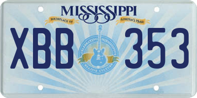 MS license plate XBB353