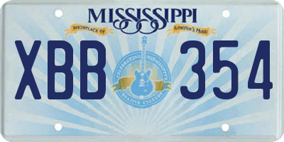 MS license plate XBB354