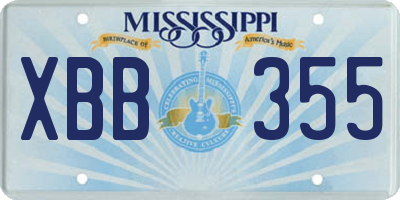 MS license plate XBB355