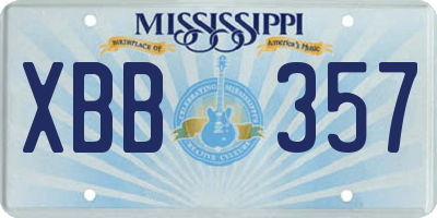 MS license plate XBB357