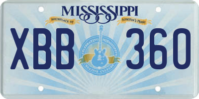 MS license plate XBB360