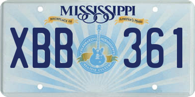 MS license plate XBB361