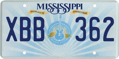 MS license plate XBB362