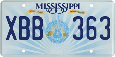 MS license plate XBB363