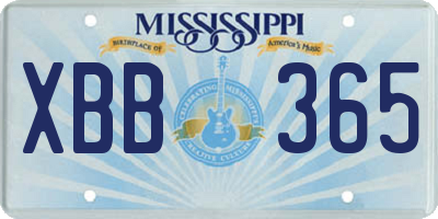 MS license plate XBB365