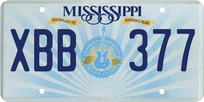 MS license plate XBB377