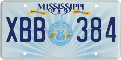 MS license plate XBB384