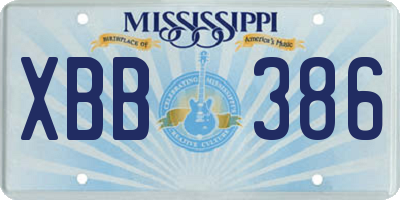 MS license plate XBB386