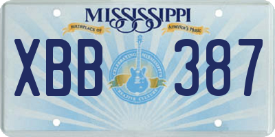 MS license plate XBB387