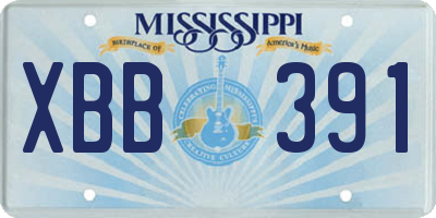 MS license plate XBB391