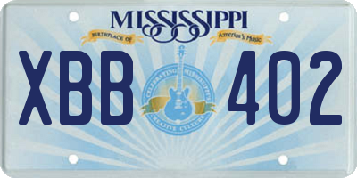 MS license plate XBB402