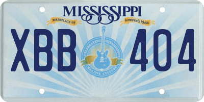 MS license plate XBB404