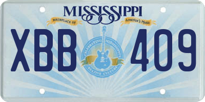 MS license plate XBB409