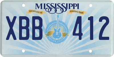 MS license plate XBB412