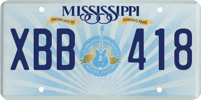 MS license plate XBB418