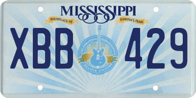 MS license plate XBB429