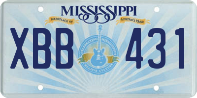 MS license plate XBB431