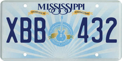 MS license plate XBB432
