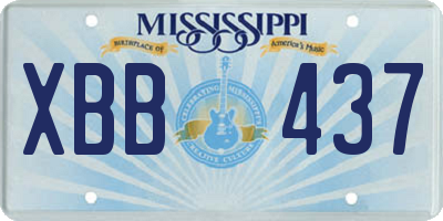 MS license plate XBB437
