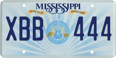 MS license plate XBB444