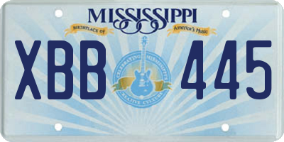 MS license plate XBB445