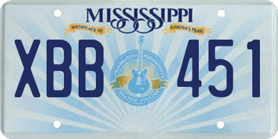 MS license plate XBB451