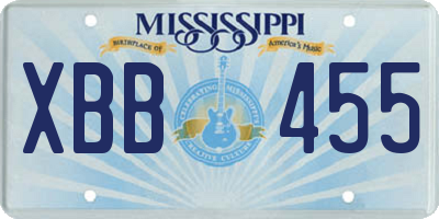 MS license plate XBB455