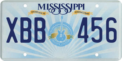MS license plate XBB456