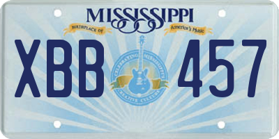 MS license plate XBB457