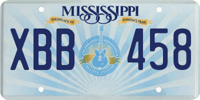MS license plate XBB458