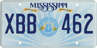 MS license plate XBB462