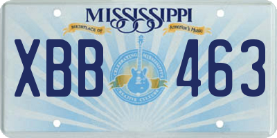 MS license plate XBB463