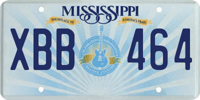 MS license plate XBB464