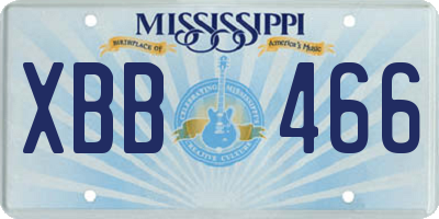 MS license plate XBB466