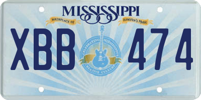 MS license plate XBB474
