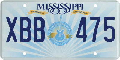 MS license plate XBB475