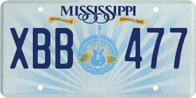 MS license plate XBB477