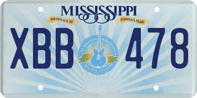 MS license plate XBB478
