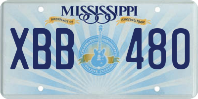 MS license plate XBB480