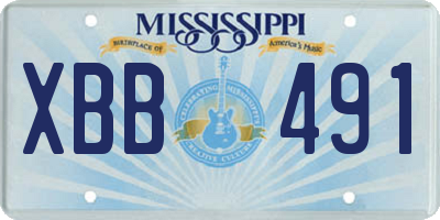 MS license plate XBB491