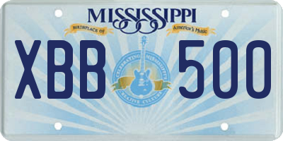 MS license plate XBB500