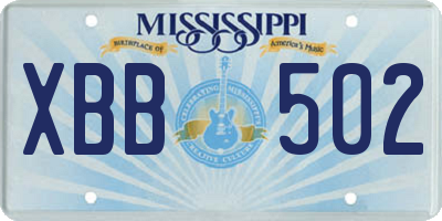 MS license plate XBB502