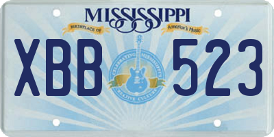 MS license plate XBB523